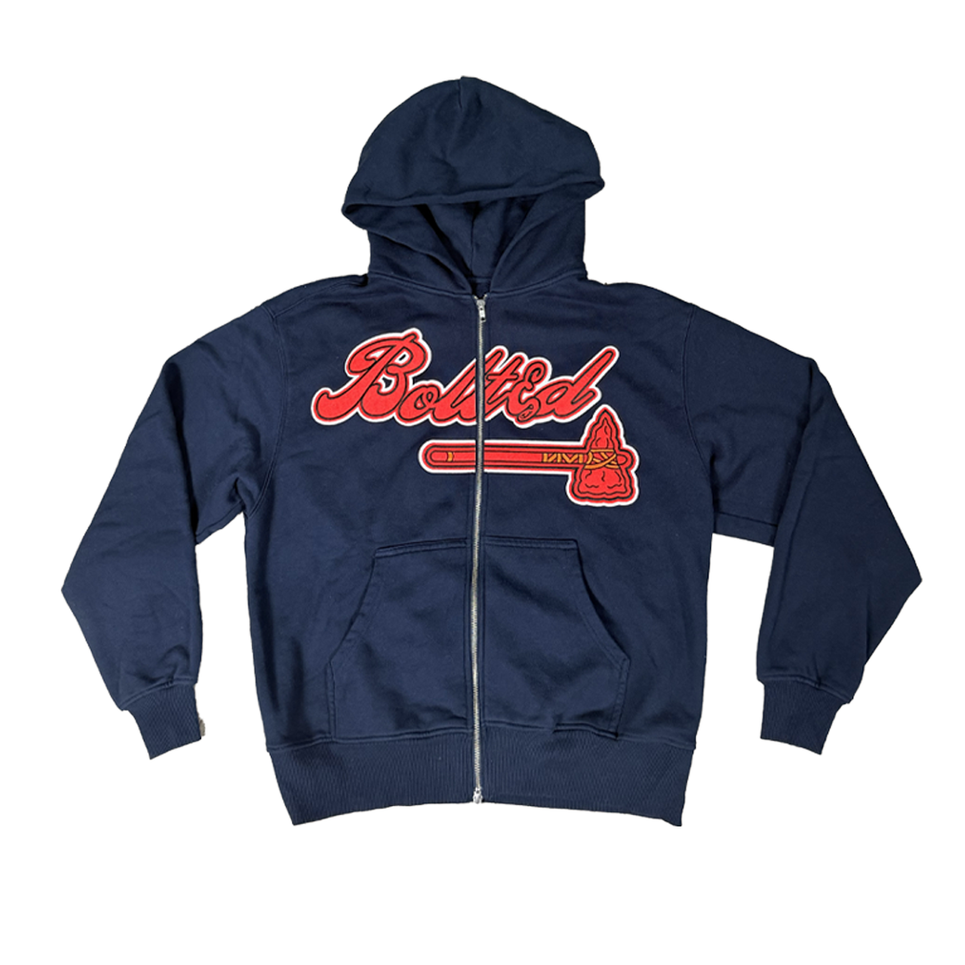 Bolted  Braves Patch Navy Zip Up